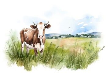 Poster - Cow grassland livestock animal.