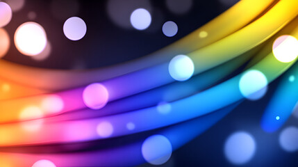 Poster - Colorful abstract background with flowing lines and luminous bokeh lights in a gradient of vibrant hues