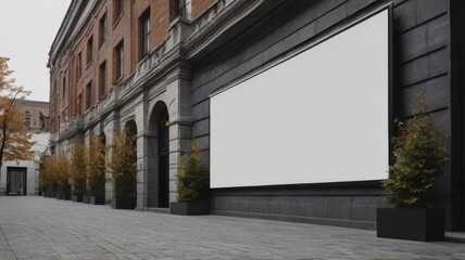 blank white screen mockup on the building