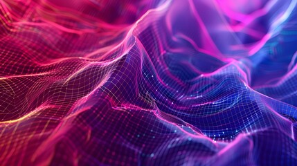 Poster - Abstract purple and pink grid with glowing dots.