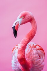 Poster - Flamingo side portrait animal bird beak.