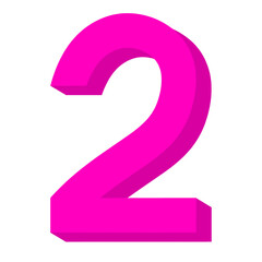 Pink number 2, 3d pink number 2, number, 2, design of number 2, two, number two, 3d number two, number two png, mathematics, school, lesson, education, element, icon, number png