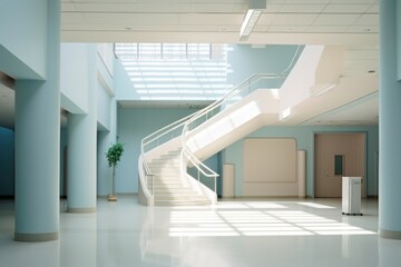 Poster - Hospital architecture staircase building.