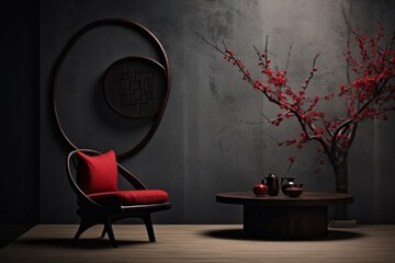 Sticker - Home chinese Style architecture furniture chair.