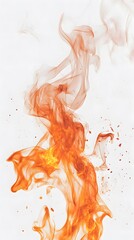 Wall Mural - Abstract Orange and Yellow Smoke or Ink Swirl on White Background