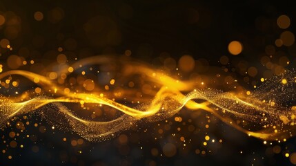 Canvas Print - Abstract Golden Waves with Bokeh