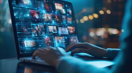 Poster - Woman Editing Video on Laptop