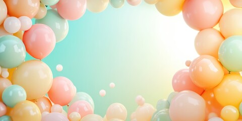 Festive celebration background with colorful balloons framing the top for party design