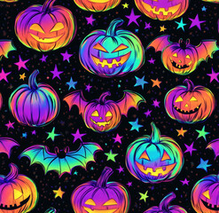 neon halloween pumpkins.