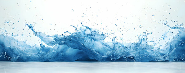 Wall Mural - realistic image of water splashing with waves, droplets, and ripples