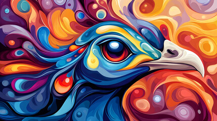 Wall Mural - Colorful Bird Head Abstract Art