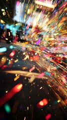 Wall Mural - Abstract Blurred Background with Glittering Confetti and Lights