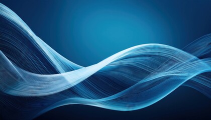 Wall Mural - Abstract blue and white dynamic waves on a clean background