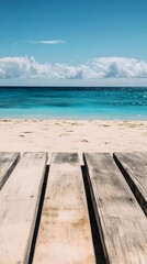 Wall Mural - Wooden Deck Overlooking a Tropical Beach