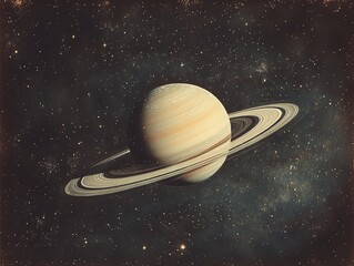 saturn framed by a distant galaxy, celestial rings sparkling in the coldness of space saturn space c