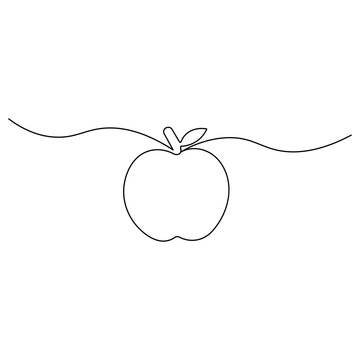 Apple  single line art, continuous one line drawing of  Isolated outline vector icon 

