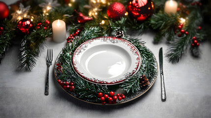 Canvas Print - Christmas table place setting