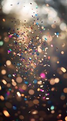 Wall Mural - Colorful Confetti Falling Against a Blurred Bokeh Background