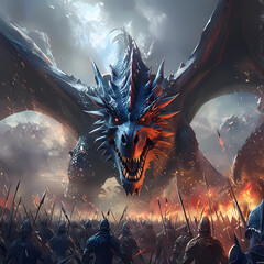 Brave dragon in battlefield 