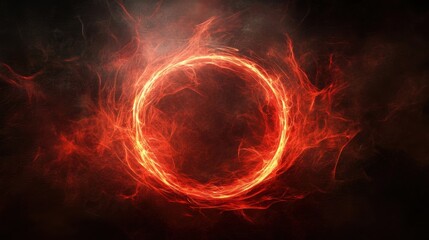 Poster - A radiant red electric ring appears amidst dark swirling colors, capturing the essence of energy and abstract art