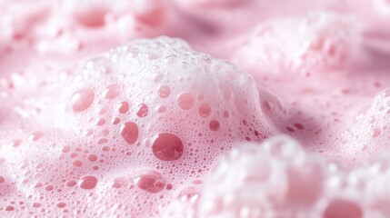 Poster - Soft pink bubbles and foam rise, creating a delicate texture that evokes a sense of whimsy and tranquility in the vibrant mixture