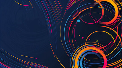 colorful light lines with speed motion dark blue background Abstract technology futuristic neon circle glowing 