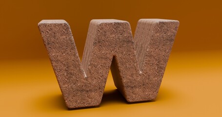  Alphabet. 3d letters render rock set. Letters set. Letter Ww. Woodenletter Ww