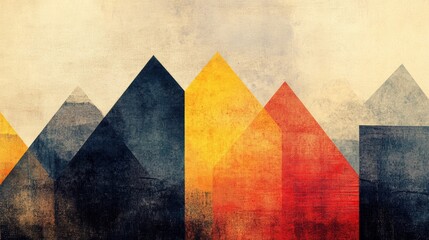 Poster - Warm tones of geometric shapes blend together, forming a balanced and visually engaging abstract design that inspires creativity