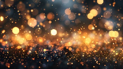 Poster - Soft golden bokeh lights twinkle against a glittering background, enhancing the atmosphere for celebrations or artistic designs