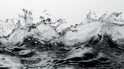Poster - Black water wave splash on white background. Water concept, Isolated on white background. Generative AI.