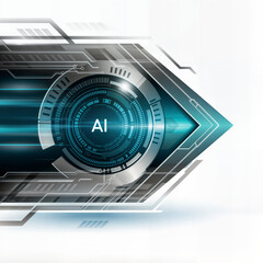 Poster -  Futuristic arrow, digital, highly-defined isolated on white background. Generative AI