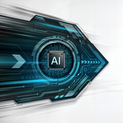 Poster - Futuristic arrow, digital, highly-defined isolated on white background. Generative AI