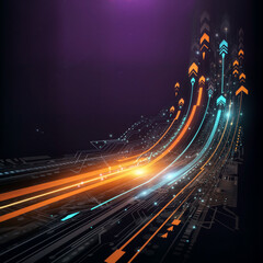Poster - Futuristic arrow, digital, highly-defined isolated on dark background. Generative AI
