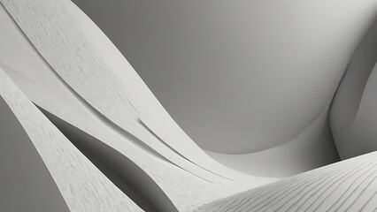 Poster - Minimalist and abstract design with a white background consists of smooth, curved lines that create a sense of depth and movement 