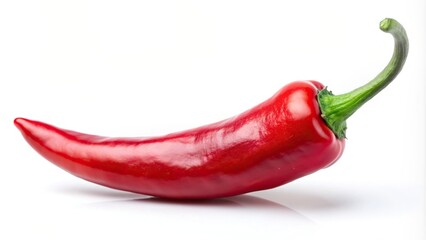 Wall Mural - ripe, fiery, chili pepper, vibrant, vibrant, spice, heat, pod, sharp, organic, ingredient, cooking,red, hot, healthy, isolated, spicy, One red chili pepper isolated on a white background
