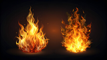 Hot Fire isolated on dark background