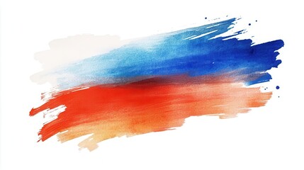 watercolor brushstroke forming russian flag on textured white background