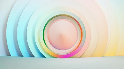 Wall Mural - A vibrant, colorful backdrop featuring layered circles in shades of pink, orange, and blue