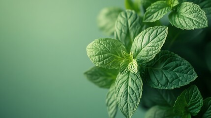 Generated AI Image of Fresh Fertile Organic Mint Leaves Spice Healthy Food