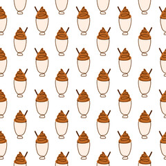 Wall Mural - Chocolate milkshake seamless pattern. 