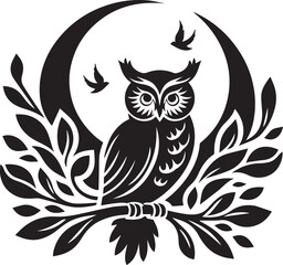 Wall Mural - owl silhouette vector draw