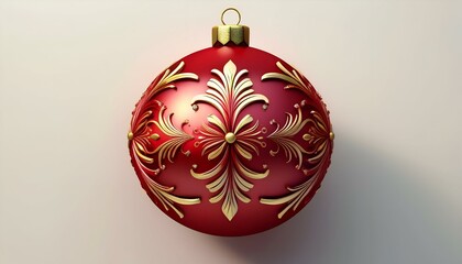 Elegant Red Christmas Ornament with Gold Decoration