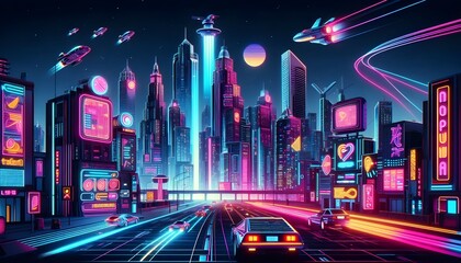 Poster - retro city background wallpaper