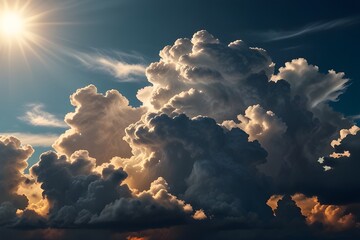 4K UHD : Timelapse of beautiful sky with clouds background, sky with clouds and sun. cloud timelapse nature background. Generative AI