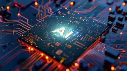 Poster - Digital Data moving on Circuit Board and CPU loop backgrounds. Computer Processing and organizing data. Abstract high tech Artificial intelligence, data mining, modern computer technology surface