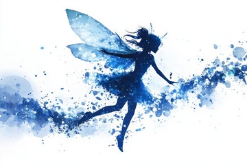 Naklejka na meble Fairy in a Splash of Blue Water, Fantasy Scene for Magical and Dreamy Concepts Generative AI