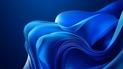 Wall Mural - Abstract Blue Swirling Shapes on a Dark Blue Background