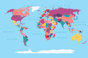 Naklejka na meble Colored Political World Map