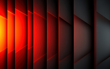 Poster - Abstract layered red and black geometric pattern with a glowing effect