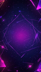 Canvas Print - Neon purple geometric shapes and lines on a starry dark background.